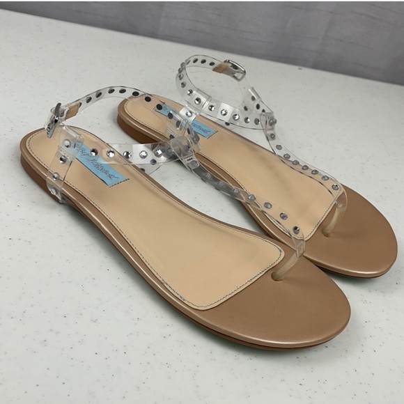 Betsy Johnson Studded Clear Flat Sandals - Picture 1 of 7